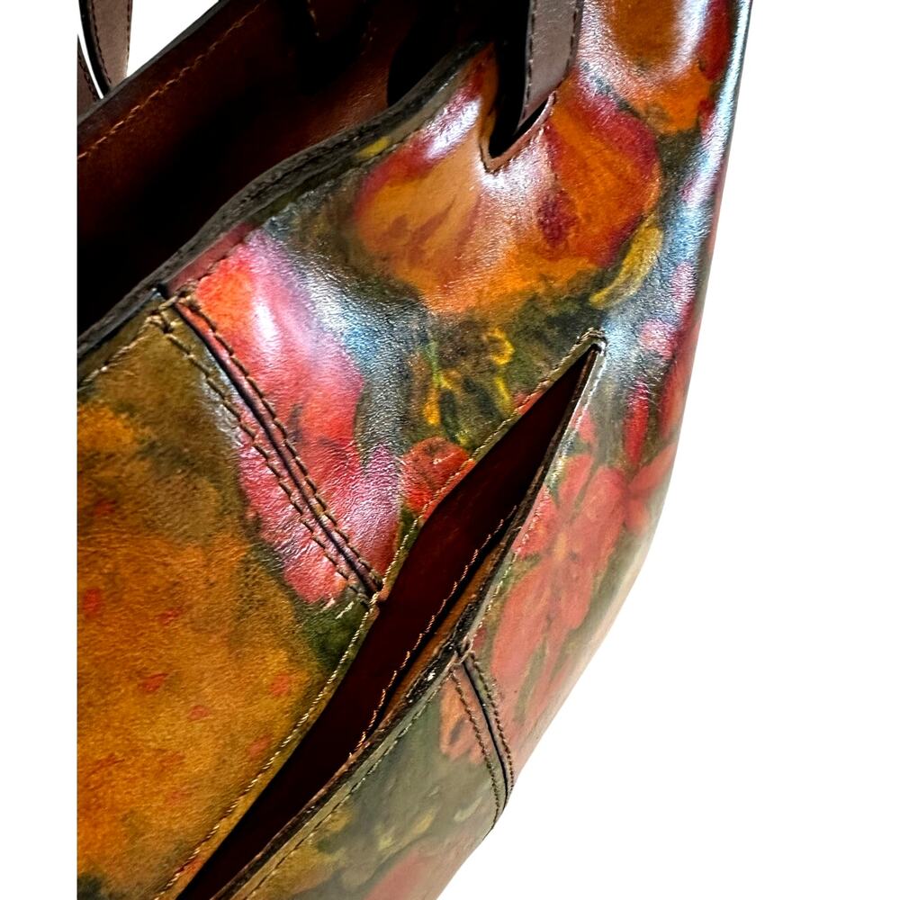 Patricia Nash Large Leather 'Madison' Tote/Shoulder Bag Floral Oil Painting-NEW - Picture 12 of 14